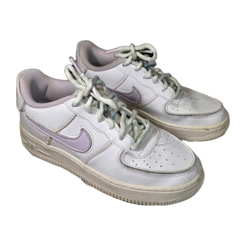 Great COND AUTH NIKE AIR‎ FORCE 1/1  "WHITE DOLL " GS US 6 Y Removable Patches